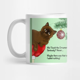 Brown Christmas Ornament Cat Mug